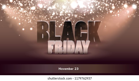 Black Friday Sale Banner With Spotlight, Discount Background. Vector illustration.