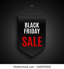 Black friday sale banner. Tag. Ribbon. Vector illustration.