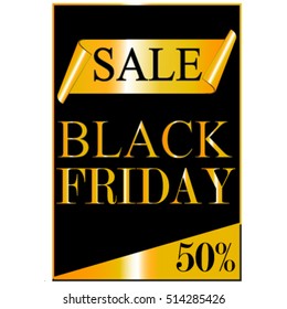 Black Friday Sale. Banner. Tape. Gold