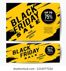 Black Friday sale banner template with yellow ink splash. Vector illustration eps 10.