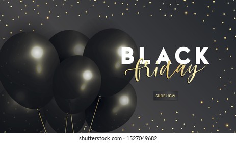 Black Friday sale banner template. Black and gold elegant and luxury style. Stories, card, flyer concept design, social media vector illustration for website and mobile, email and newsletter marketing