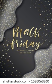 Black Friday sale banner template. Black and gold elegant and luxury style. Stories, card, flyer concept design, social media vector illustration for website and mobile, email and newsletter marketing