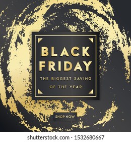 Black Friday sale banner template. Black and gold elegant and luxury style. Stories, card, flyer concept design, social media vector illustration for website and mobile, email and newsletter marketing