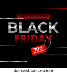 black friday sale banner template for business promotion, social media templatate, advertising. special offer discount 70%. vector illustration.