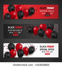 Black Friday Sale Banner template design. Set of Black Friday web banner super sale, special offer. Vector illustration.