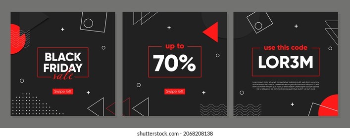Black Friday sale banner template for social media posts, mobile apps, banners design, web or internet ads. Trendy abstract square template with geometric concept.