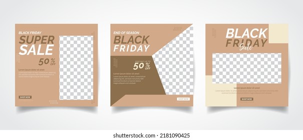 black friday Sale banner template design. Set of social media web banners for shopping, sale, product promotion.