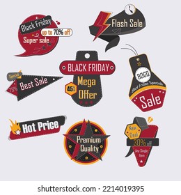 Black Friday sale banner template design pack, Big sale special offer, end of season Super Flash Sale banner, premium Promotion marketing material, Multiple discount tag
