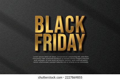 Black friday sale banner template 3d simple text  with background wall effect realistic