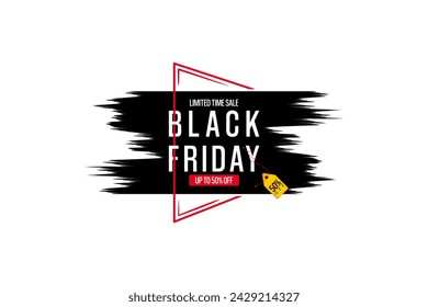 Black friday sale banner template design with abstract brush background
