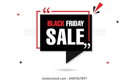 Black Friday sale banner template design with white background and black and red shapes, perfect for eye catching promotions and discounts.