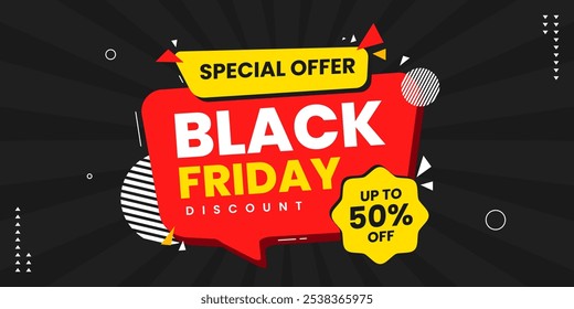 Black friday sale banner template background. Black friday special offer banner for social media or web banner. Super sale promotion for black friday sale