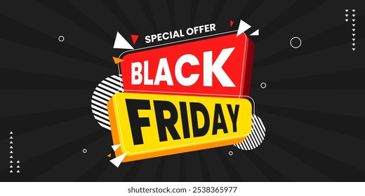 Black friday sale banner template background. Black friday special offer banner for social media or web banner. Super sale promotion for black friday sale