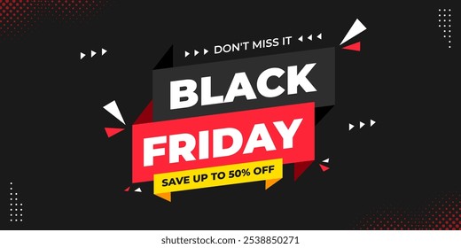 Fondo de Plantilla de Anuncio de venta de viernes negro. Anuncio de oferta especial de Black Friday para redes sociales o Anuncio de Web. Promoción de la venta estupenda para la venta negra del viernes