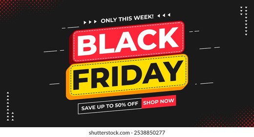 Fundo de modelo de banner de venda de sexta-feira preta. Banner de oferta especial Black Friday para mídia social ou web banner. Promoção de venda super para venda de sexta-feira preta