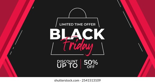 Fundo de modelo de banner de venda de sexta-feira preta. Banner de oferta especial Black Friday para mídia social ou web banner. Promoção de venda super para venda de sexta-feira preta