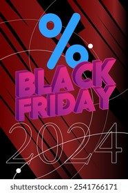 Black Friday Sale banner template for 2024 advertising discounts with text for special offers. Vector poster illustration.