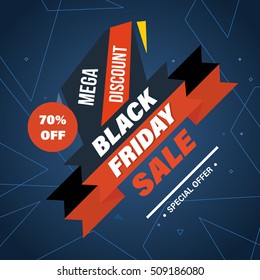 Black Friday Sale Banner Template. Special system of discounts for the purchase of goods. Vector illustration. You can use in brochures, banners, graphics and commercial materials.