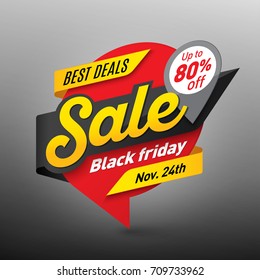 Black friday sale banner template, special offer, end of season. Vector illustration