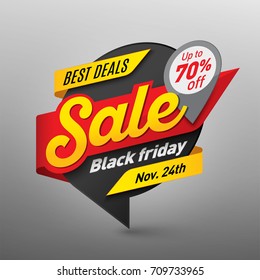 Black friday sale banner template, special offer, end of season. Vector illustration