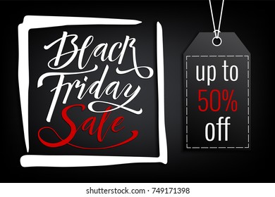 Black Friday Sale banner template. Black Friday Sale hand drawn lettering.