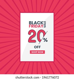 Black Friday sale banner upto 20% off. Black Friday promotion 20% discount offer