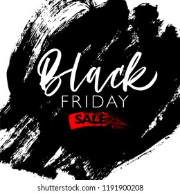 Black friday sale banner. Vector illustration with hand-drawn lettering. Modern brush calligraphy. 