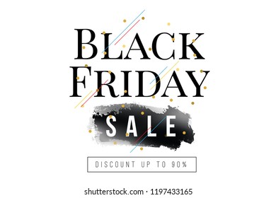 Black friday sale banner. Vector illustration. Typography design.