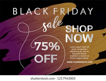 Black friday sale banner vector illustration with trendy neon liquid and single one line creative paper cut art style background for web internet marketing and print.