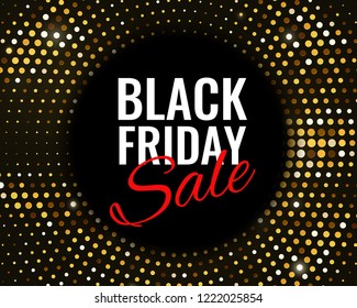 Black friday sale banner. Vector golden retro template background for Christmas and new year shopping