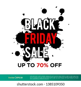 Black Friday Sale Banner Vector Template 70% Off