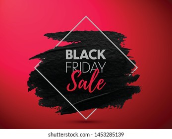 Black Friday Sale banner. Vector promo banner with gold brush stroke effect. Special offer background