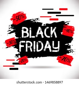 Black friday sale banner. Vector illustration. Perfect for website, badge, poster, mockup brochure style, cover, booklet, print, flyer, blank, card, ad, sign.