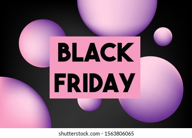 Black Friday sale banner vector gradient design template. Abstract illustration with black, pink and purple colors for product promotion, and shopping discount offers.