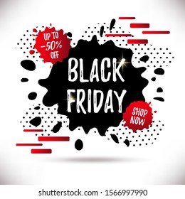 Black friday sale banner. Vector illustration. Perfect for website, badge, poster, mockup brochure style, cover, booklet, print, flyer, blank, card, ad, sign.
