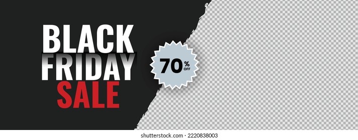 Black Friday Sale Banner Vector Template With Discount Badge.