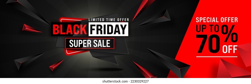 Black friday sale banner vector modern design  for website and mobile website development, marketing material and advertisement, social media ads.