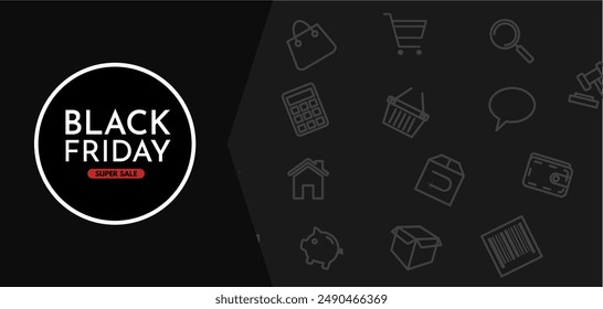 Black Friday sale. Banner , black vector background with free misc, copy space.
