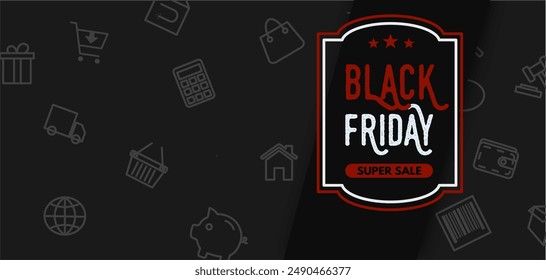 Black Friday sale. Banner , black vector background with free misc, copy space.
