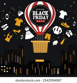 black friday sale banner vector icons shopping cart dressing icons vector buildings  