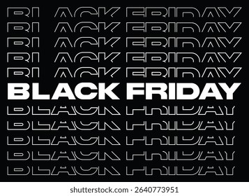Black Friday Sale banner vector illustration with stroke shaded effect for advertising printing cover page and post web design banner template with modern stylish white typography