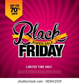 Black friday sale banner. Vector illustration