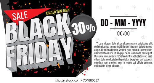 Black Friday sale banner. Vector illustration on white background. discount 30%