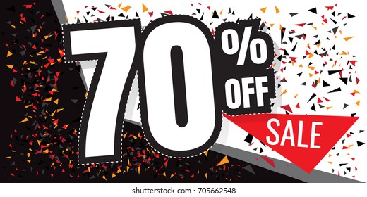 Black Friday sale banner. Vector illustration on white background. discount 70%