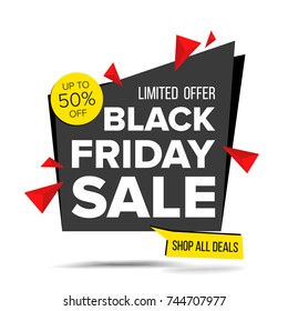 Black Friday Sale Banner Vector. Website Sticker, Black Web Page Design. Big Super Sale. Isolated On White Illustration