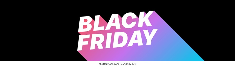 Banner de venda Black Friday. Banner Black Friday Web com letras em negrito. Modelo de design de vetor de banner horizontal largo para anúncio de venda de sexta-feira preta, social, Web, cartaz, anúncio, cabeçalho do site.	