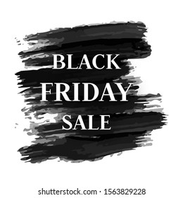 Black friday sale banner. White text on dark grunge brush stroke. Vector illustration