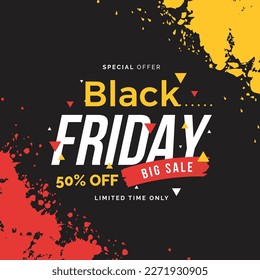 black friday sale banner with white brush stroke abstract