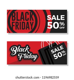 Black Friday Sale Banners with 50% Discount