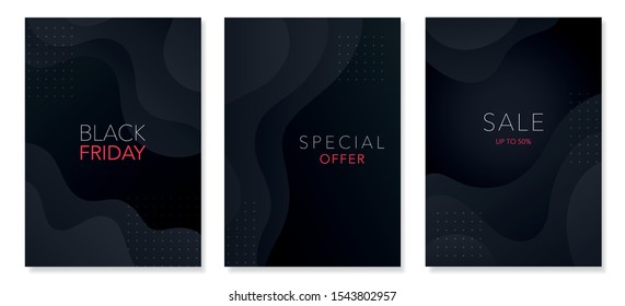 Black Friday sale banners collection. Set of social media web banners for sale, product promotion, advertising. Vector design.